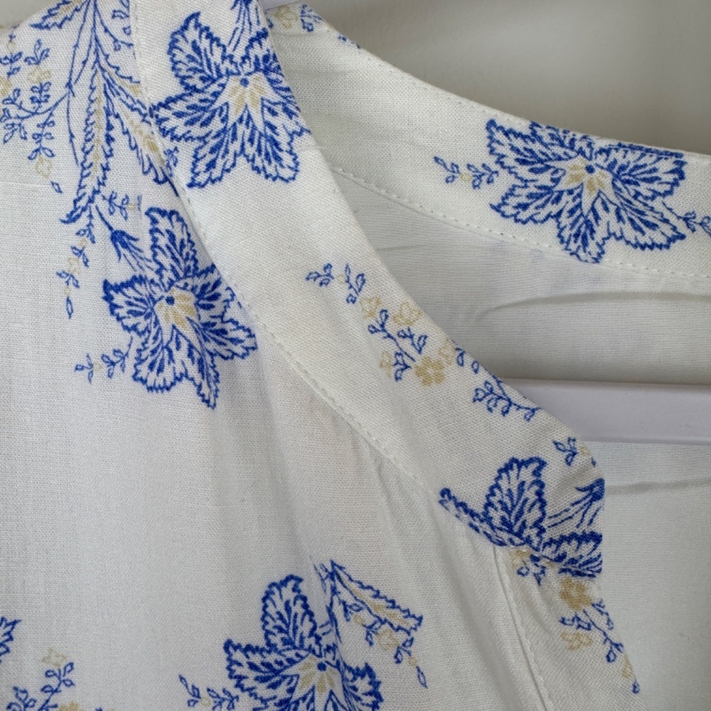 ANN TAYLOR Midi-Maxi Pullover Lightweight Dress White With Blue Flowers - Size S - Picture 4 of 15